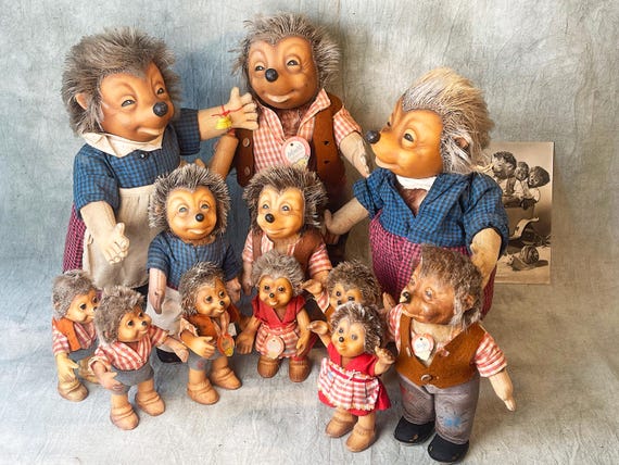Vintage Steiff Mecki Hedgehog Doll Family: 1952-1964 - Etsy