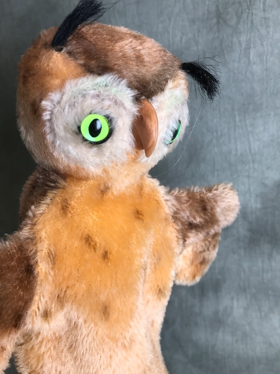 シュタイフ★Hand-Owl Wittie★フクロウのハンドパペット/アウル Vintage Steiff Wittie Owl Hand Puppet Glow-in-the-dark Eyes - Etsy
