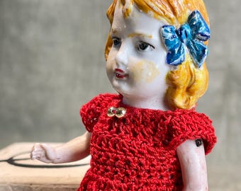 ビスクドール ドレス　ビンテージ　コットン フランスまたはドイツのビスクドール用ヴィンテージコットンドレス 8