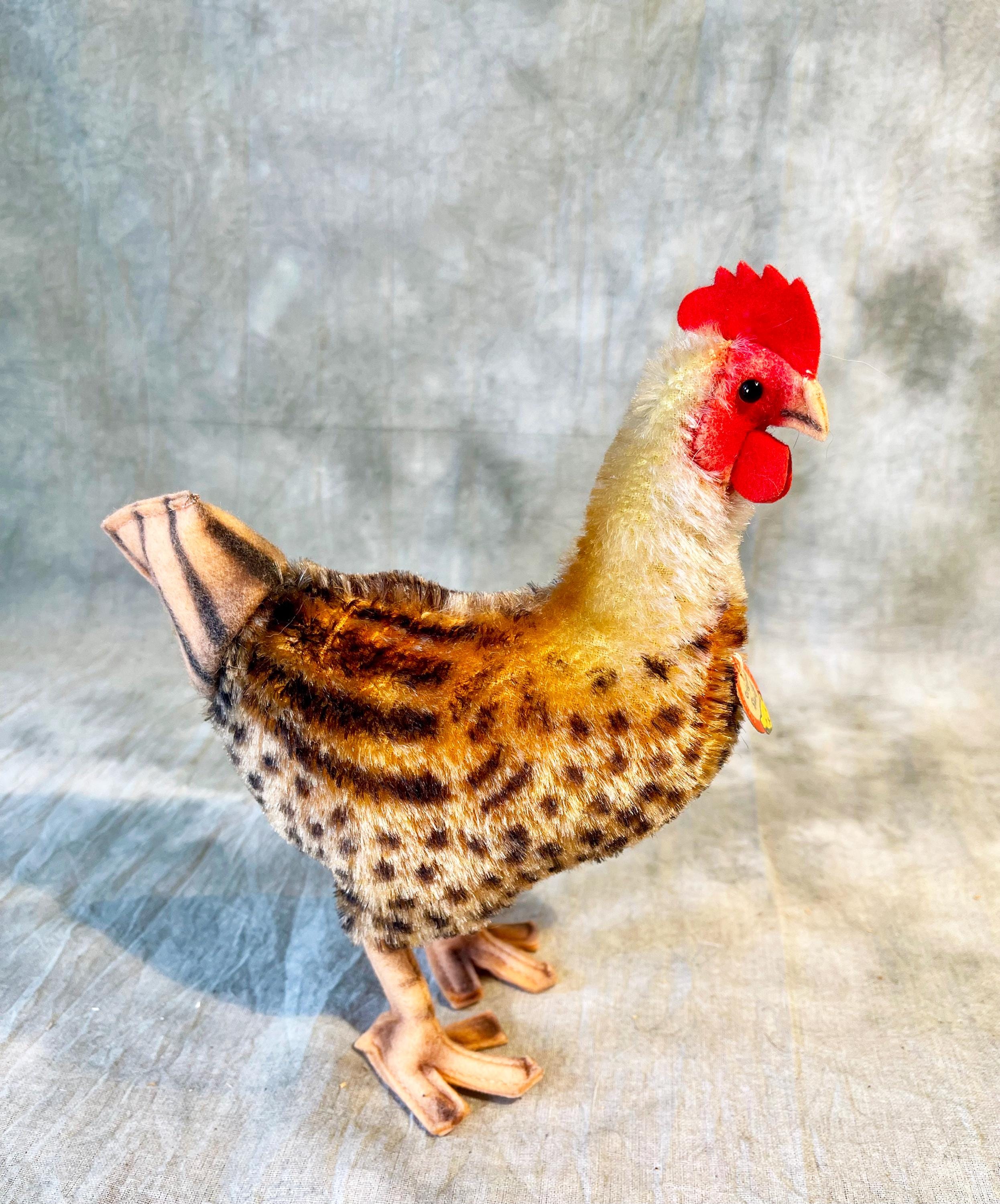 Vintage Steiff Rooster and Hen (RARE) Chicken Pair 17 Cm All Ids