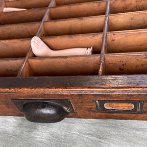 Seltene antike große Holz Druckerfach Drucker Letter Press Schublade Schattenbox LEER
