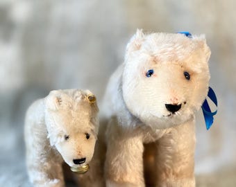 Vintage Steiff Polar Bear With Silver Button, Original Collar - Etsy