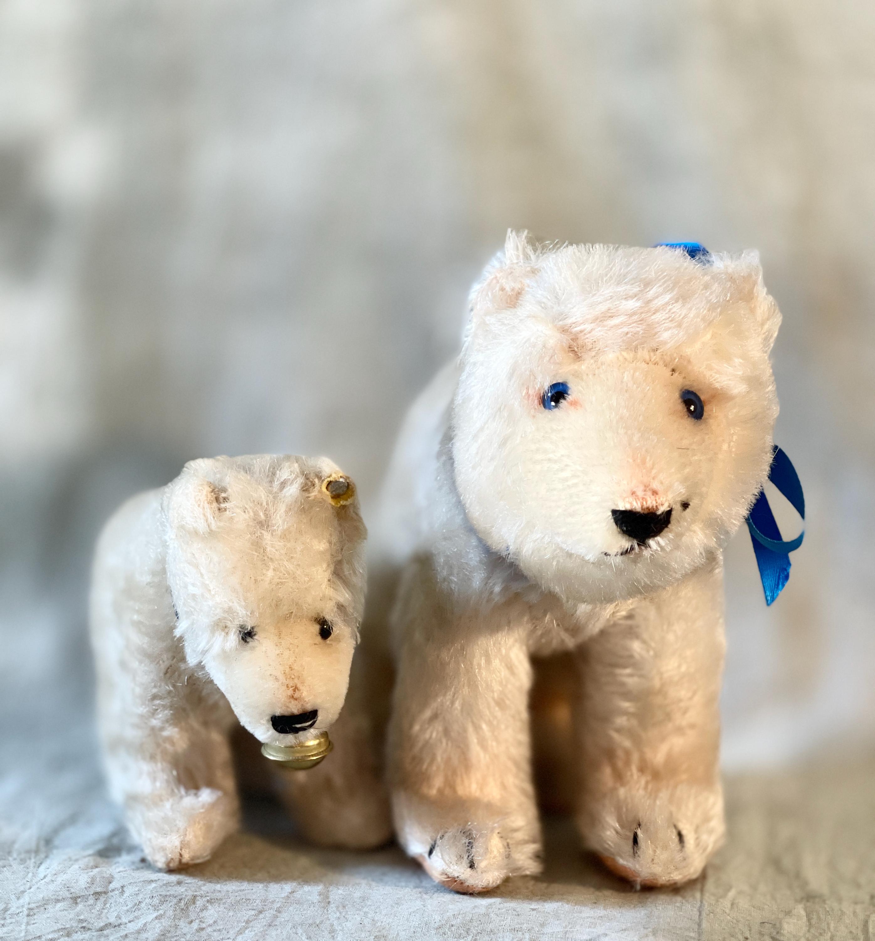 Vintage Steiff Polar Bear With Silver Button, Original Collar - Etsy