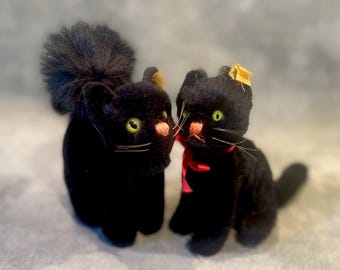 アンティーク　シュタイフ社 Black Tom Cat All IDs アンティーク シュタイフ 黒猫 Steiff Black Tom Cat 14cm