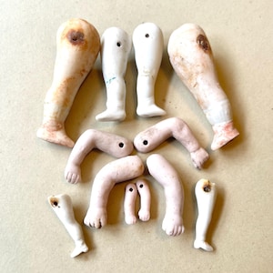 Antique German Doll Limbs: Bisque & Porcelain Arms and Legs for Art