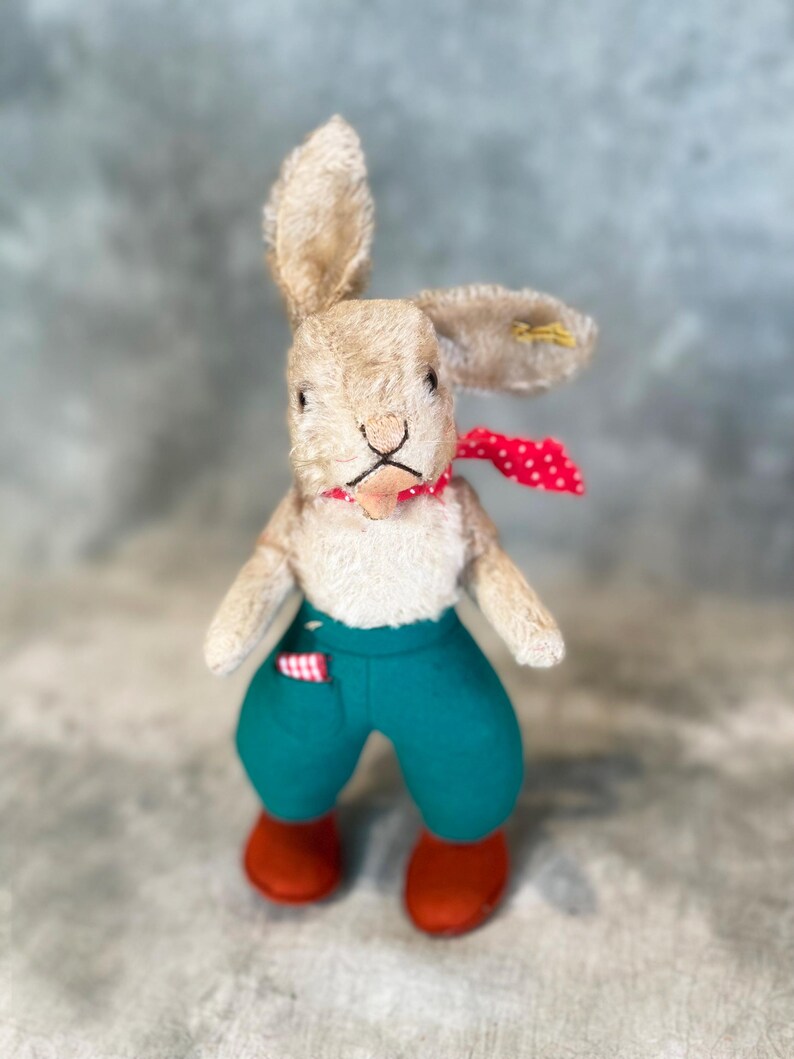 Steiff Brown Rabbit Rare Vintage Steiff Rabbit Nikili – 1950s, Jointed, Dressed, 25 Cm, ID ...