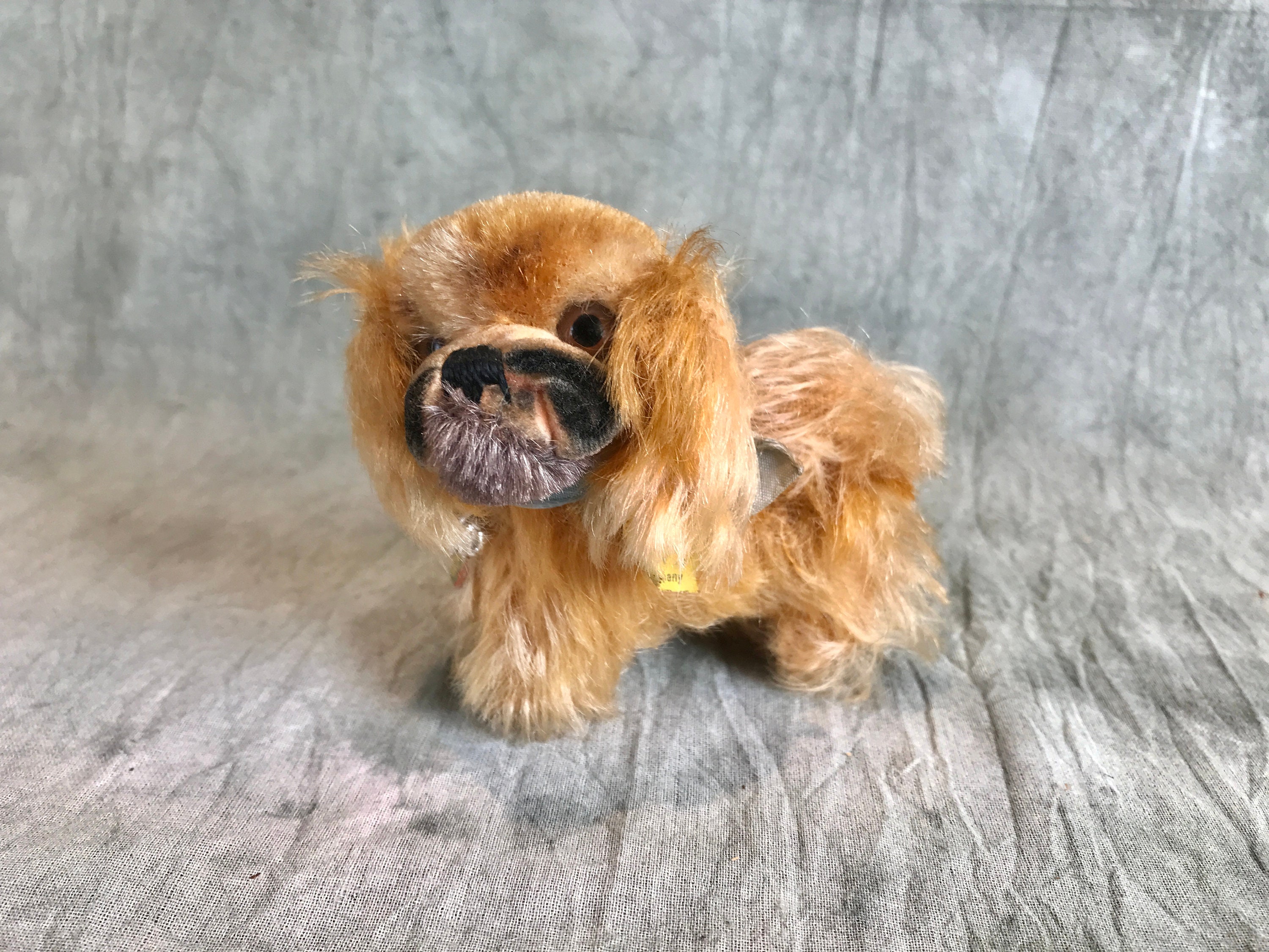 Pékinois Steiff Ancien Avec Bouton Et étiquette D'origine – Peluche Collection