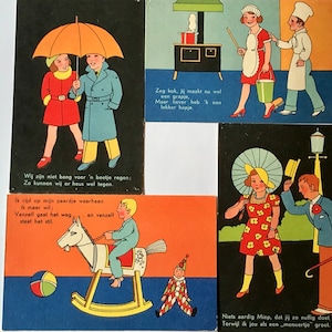 lot de 4 cartes postales hollandaises colorées de 1935