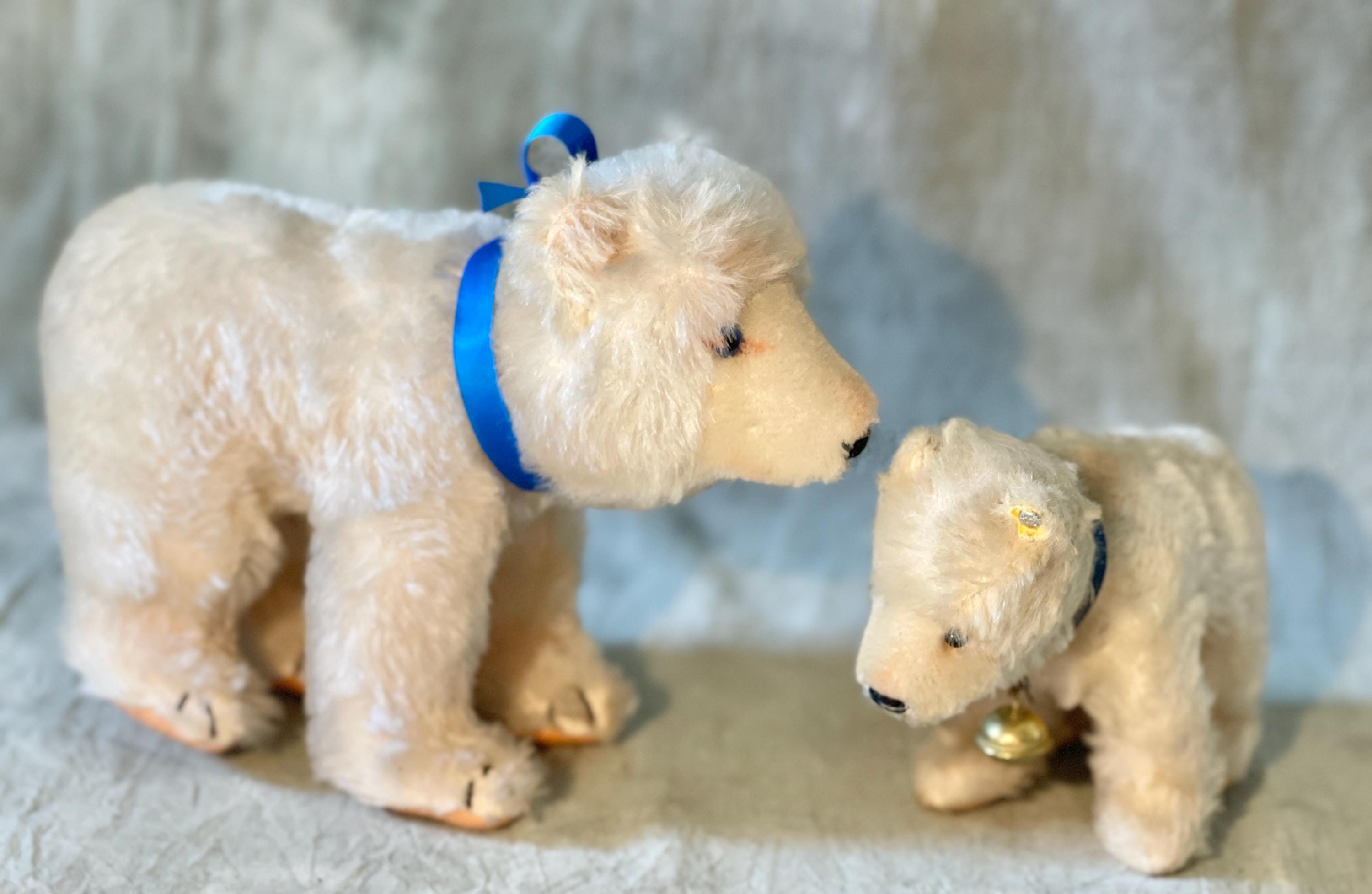 Vintage Steiff Polar Bear With Silver Button, Original Collar - Etsy