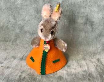 Vintage Steiff  Nightcap Rabbit in a orange Dress ALL IDs