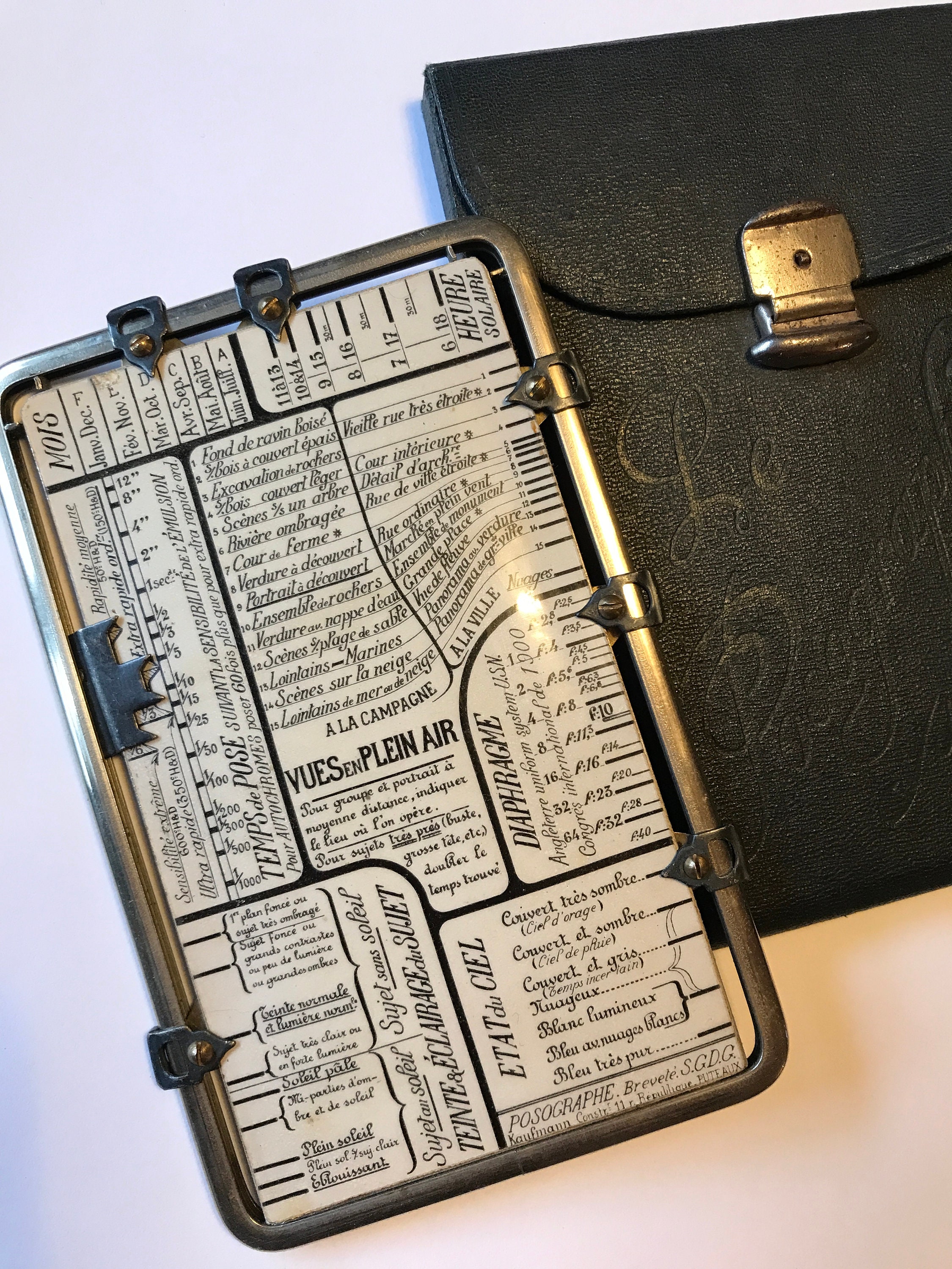 Posographe Ancien Avec étui – Calculateur D'exposition Photo – Années 1930