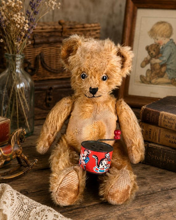 Antique German Mohair Teddy Bear: 1920s Collectible Jointed Bear