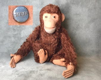 RARE Steiff  monkey Jocko chimp WITH Special button from the 40s