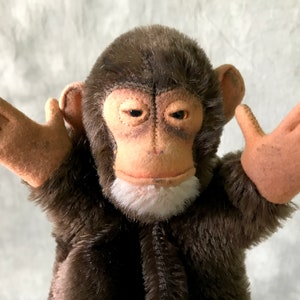 Schattige vintage Steiff Jocko Monkey-pop – Handschoenpop, Steiff-speelgoed om te verzamelen
