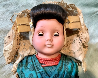 Vintage Holländische Puppe: Zeeland Tracht, 54 cm