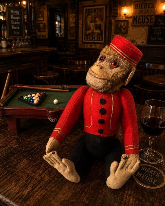 Antique Schuco Bellhop Monkey Toy: 1920s Mohair, Billiard Table - Etsy