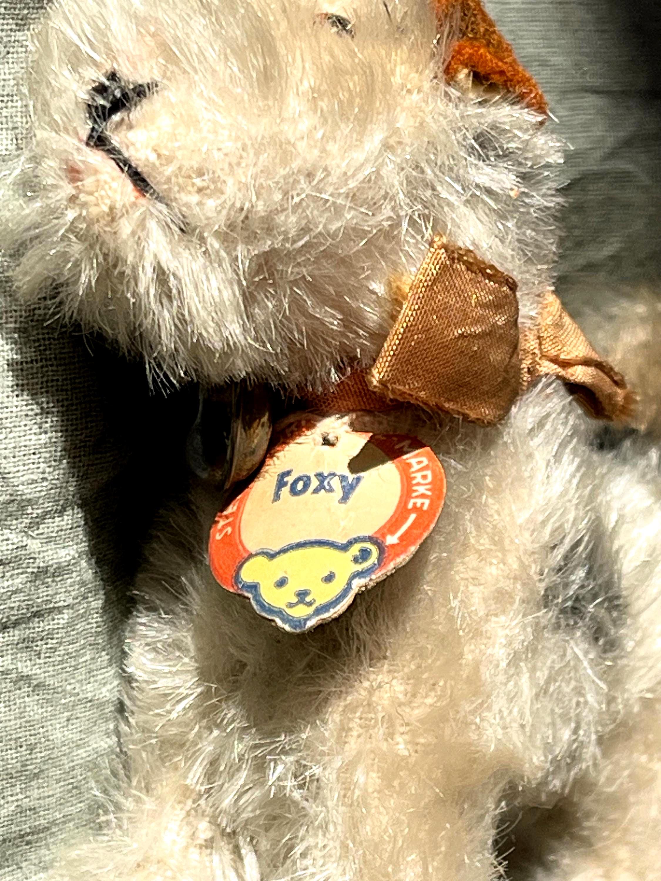 Steiff Small Foxy Fox Terrier RARE With Button and Name Tag 50s