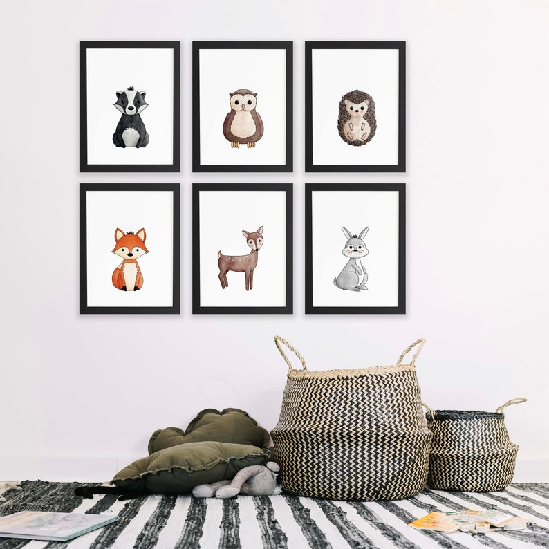 WOODLAND ANIMALS \u2013 Bundle Wall Art Six items included