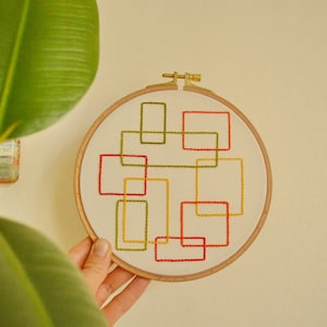 Abstract embroidery art 6&quot;, modern wall decor, hand embroidery