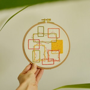 Embroidery art 6", modern abstract art, wall decor with beads