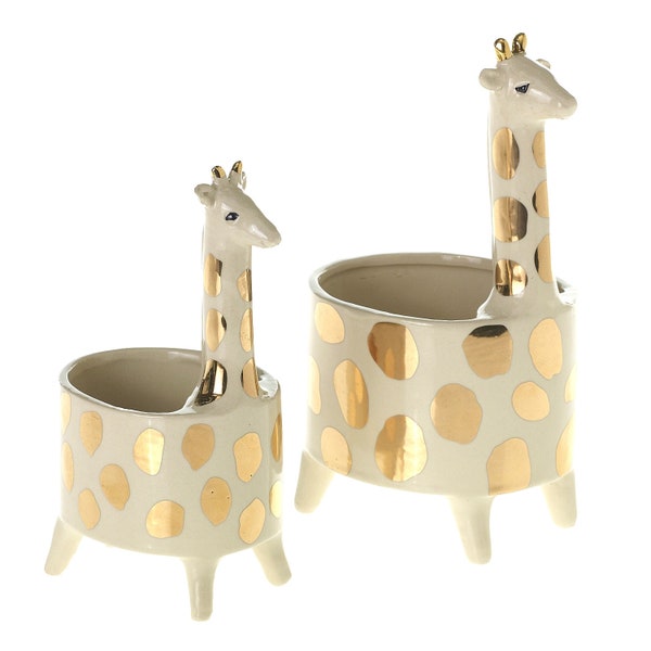 Gold and Cream Giraffe Pot - Small or Large