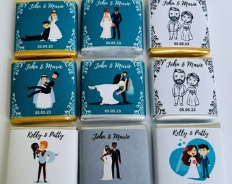 50 Personalised Chocolate New Design Wedding Favours