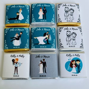 50 Personalised Chocolate New Design Wedding Favours