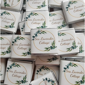 50 Personalised Chocolate Wedding Favours, Personalised Chocolates, Custom Party Favours, Green Floral Design, Wedding Favours, Wedding gift