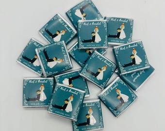 50 Personalised Chocolate Wedding Favours – Biracial Couple Design, Custom Party Chocolates, Unique Wedding Gifts