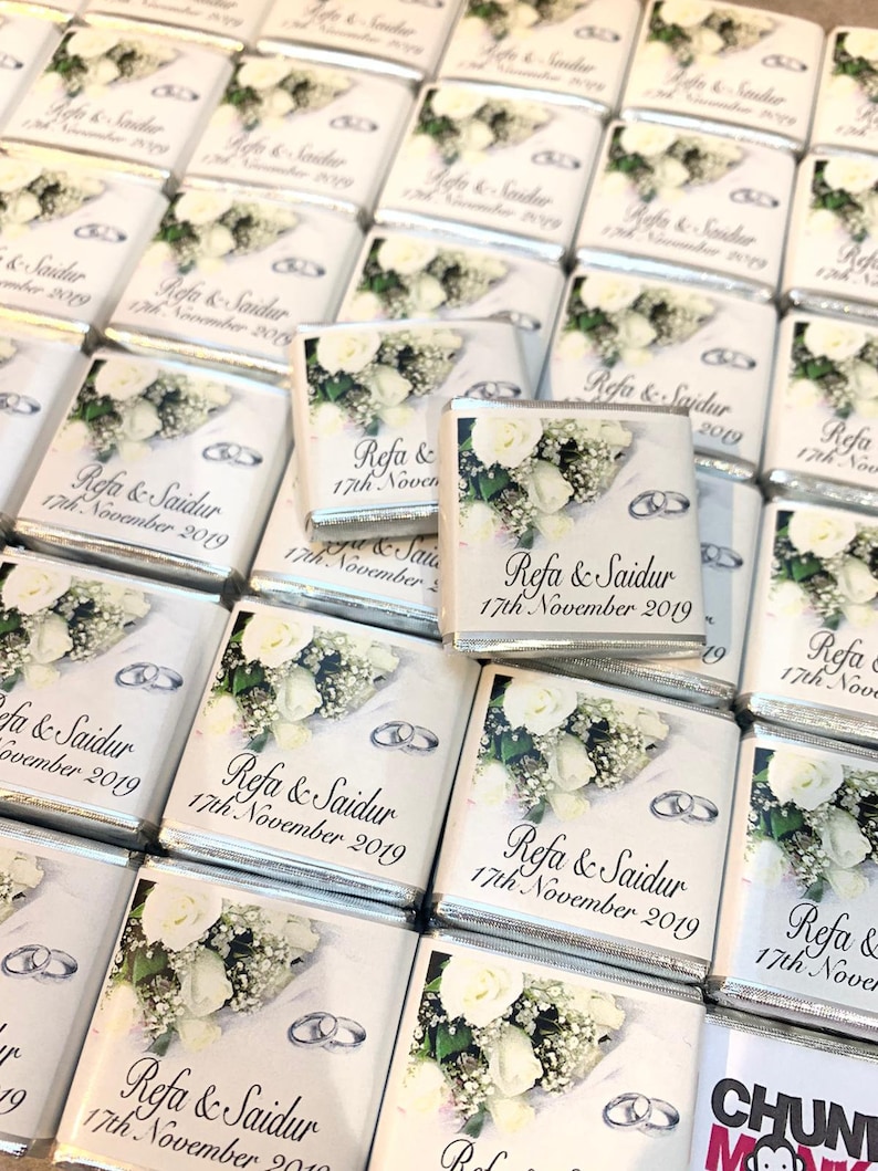 50 Personalised Chocolate Wedding Favours Etsy Australia