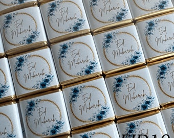 50 Personalised Eid Mubarak Chocolates: Halal Party Favours