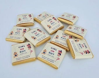 50 Personalised Baby Shower Chocolate Favors: Boy or Girl Design