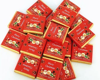 50 Personalised Christmas Chocolates – Custom Xmas Favours, Stocking Fillers, Holiday Party Gifts