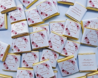 50 Personalised Chocolate Wedding Favours, Personalised Chocolates, Custom Party Favours, Floral Designs, Wedding Favours, Wedding gift