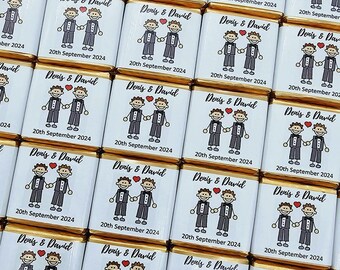 50 Personalised Same-Sex Wedding Chocolates: LGBTQ Wedding Favours