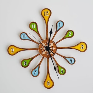 Personalised Wooden Spindle Clock. Customised Clock, Modern Clock. image 2