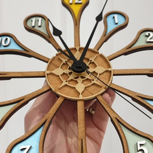 Personalised Wooden Spindle Clock. Customised Clock, Modern Clock. image 6