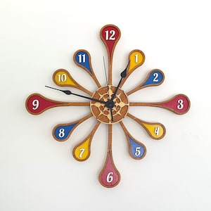 Personalised Wooden Spindle Clock. Customised Clock, Modern Clock. image 1