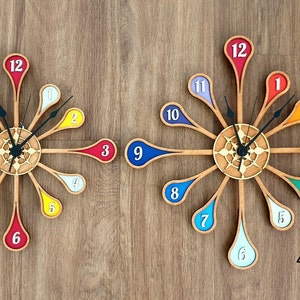 Personalised Wooden Spindle Clock. Customised Clock, Modern Clock. image 8