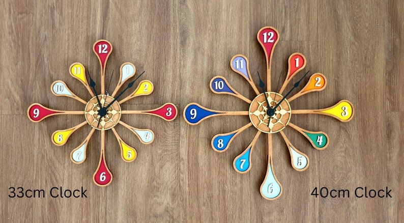 Personalised Wooden Spindle Clock. Customised Clock, Modern Clock. image 8