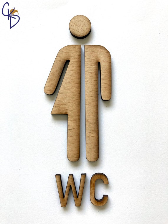 Cartello in legno per porta del bagno, decorazione per bagno, cartello