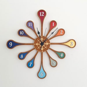 Personalised Wooden Spindle Clock. Customised Clock, Modern Clock. image 3