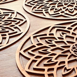 Mandela Circular Place Mats and Coaster Sets, Dining Set, Wooden Circular Place Settings, Table Decorations.