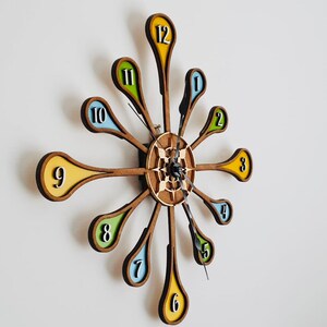 Personalised Wooden Spindle Clock. Customised Clock, Modern Clock. image 5