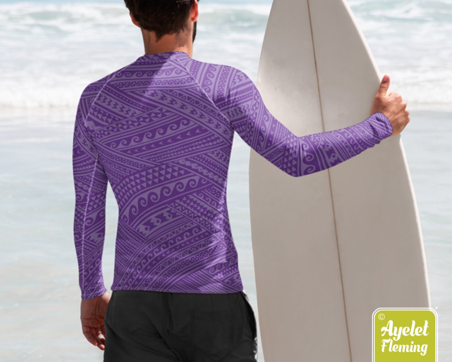 Polynesian mens rash guard Hawaiian shirt sports wear Etsy