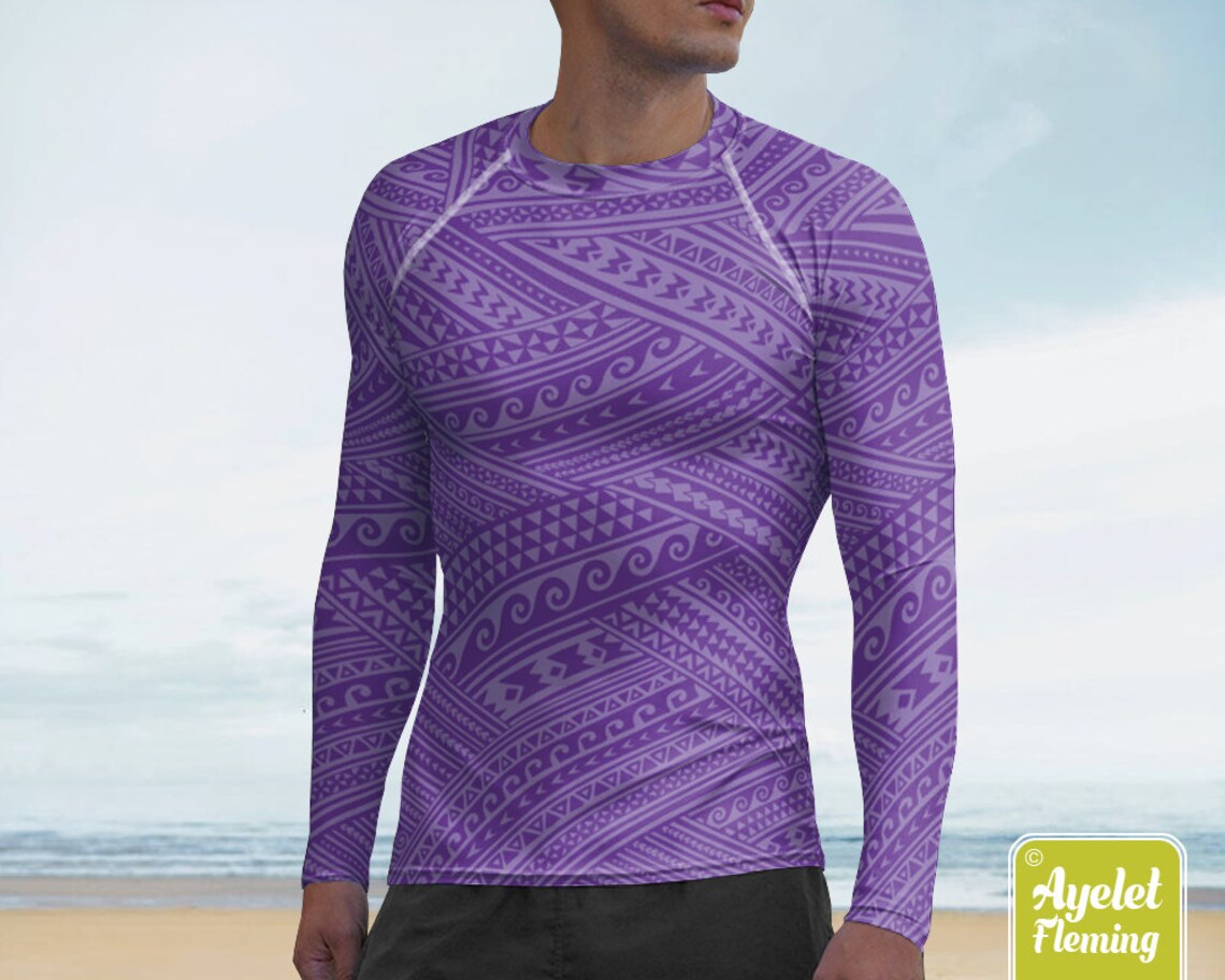 Polynesian mens rash guard Hawaiian shirt sports wear Etsy