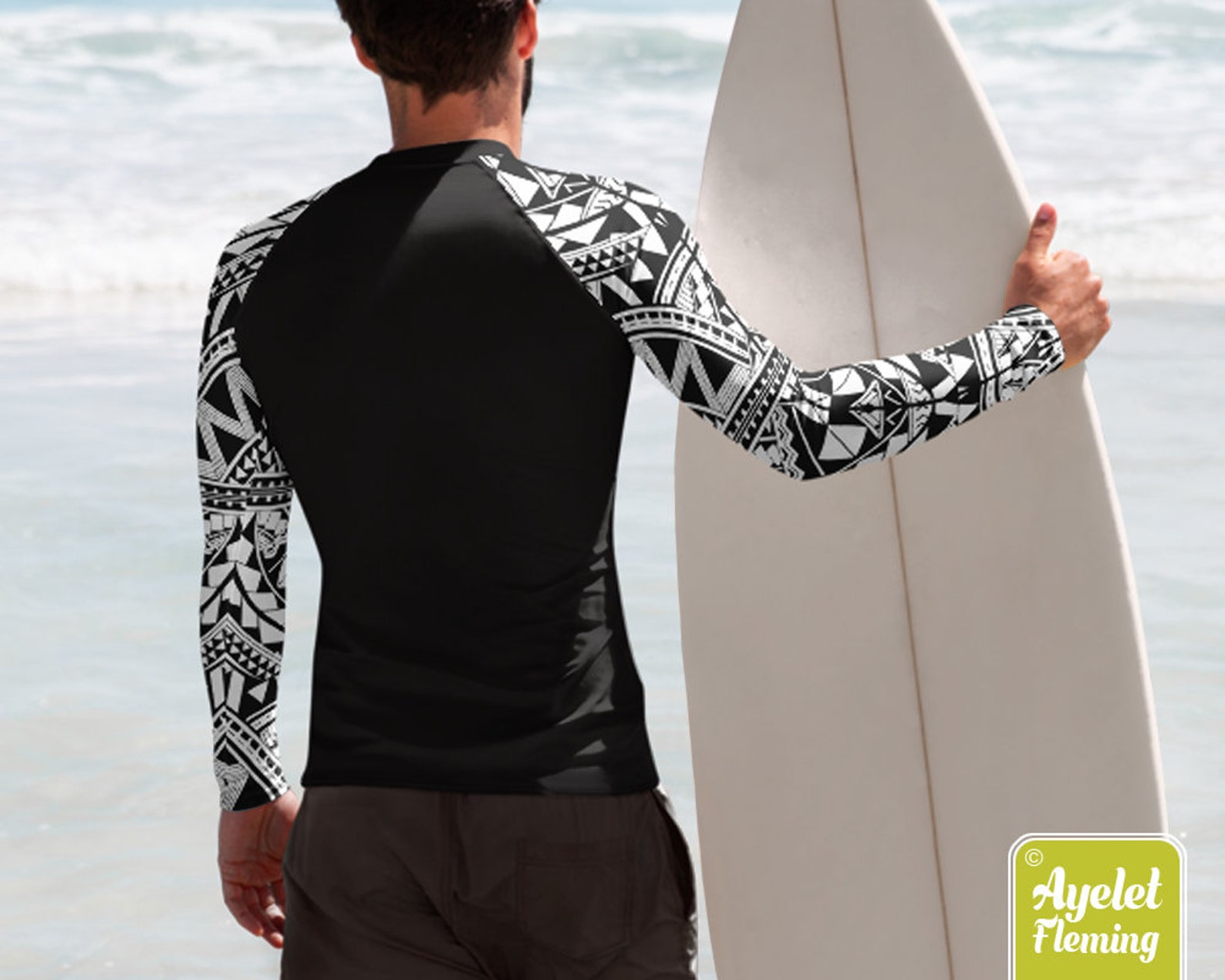 Polynesian mens rash guard Hawaiian shirt sports wear Half Etsy