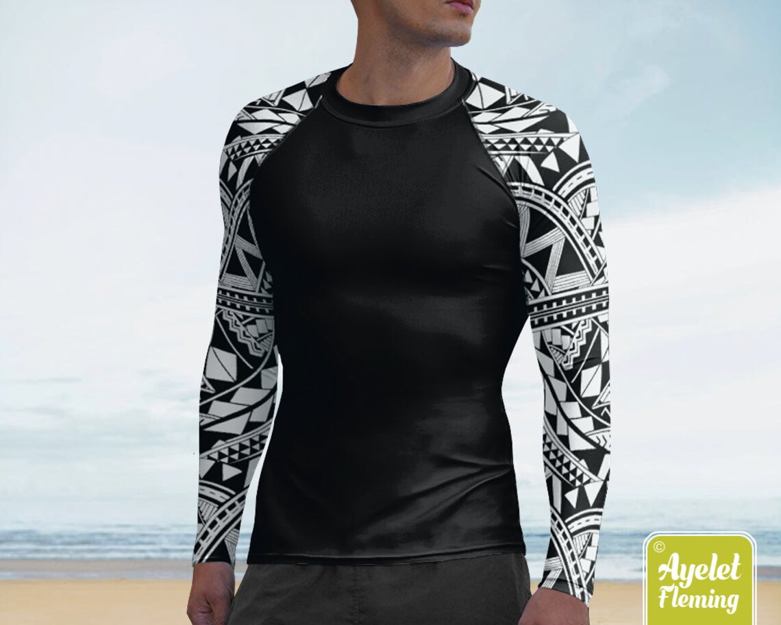 Polynesian mens rash guard Hawaiian shirt sports wear Half Etsy