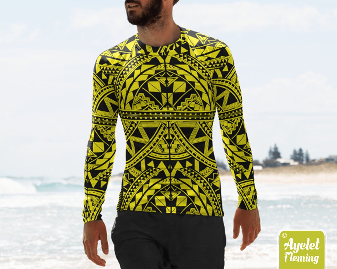 Polynesian mens rash guard Hawaiian shirt sports wear All Etsy