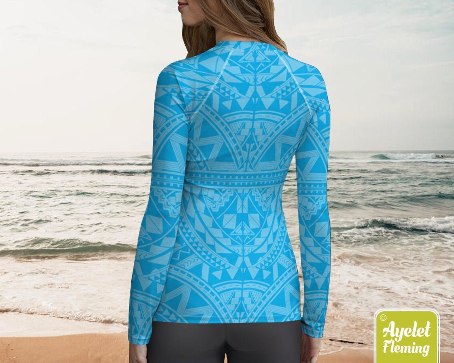 Polynesian rash guard surf shirt Hawaiian shirt women Etsy